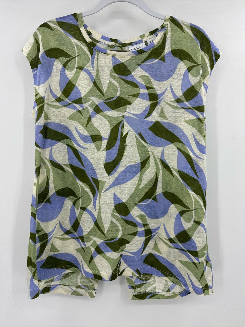Nicole Miller Women’s Short-Sleeve Patterned Tee in Olive & Periwinkle
